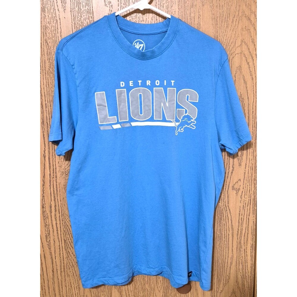 Detroit Lions NFL Football Men's Short Sleeve T-Shirt Blue Grey White Size L